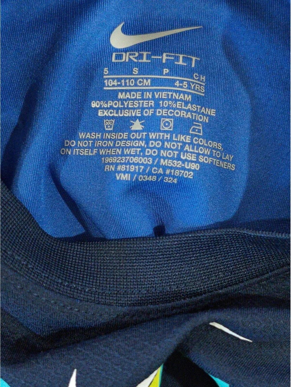 Nike Dri-FIT Long Sleeve Shirt for Kids, Size 5, Navy Blue